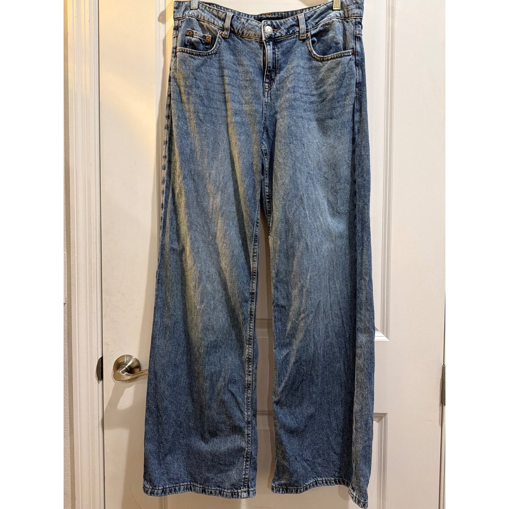 Aeropostale Aero Baggy Wide Leg Jeans Blue Medium Wash 8 REG 100% Cotton